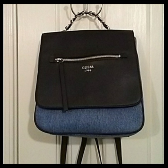 Guess Handbags - Guess Denim & Black Backpack.